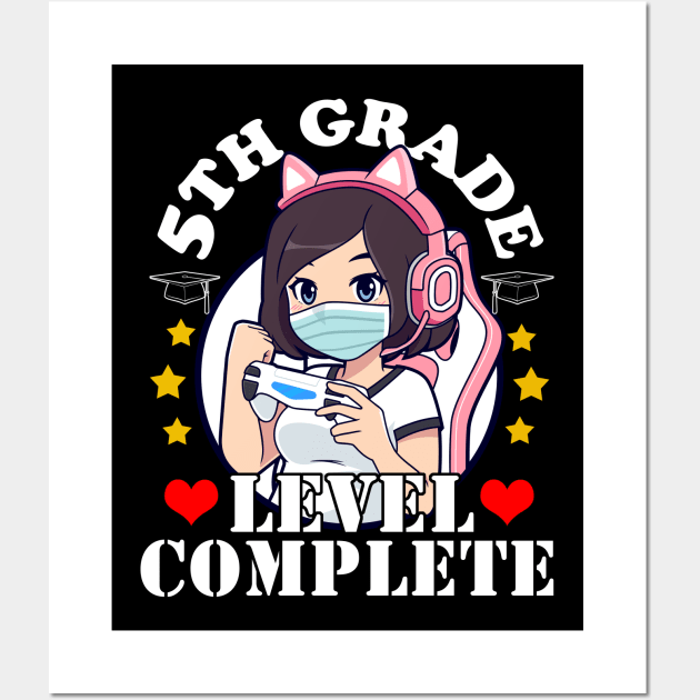 5th Grade Graduation Girl Loves Anime Gaming Girls Wall Art by Ramadangonim